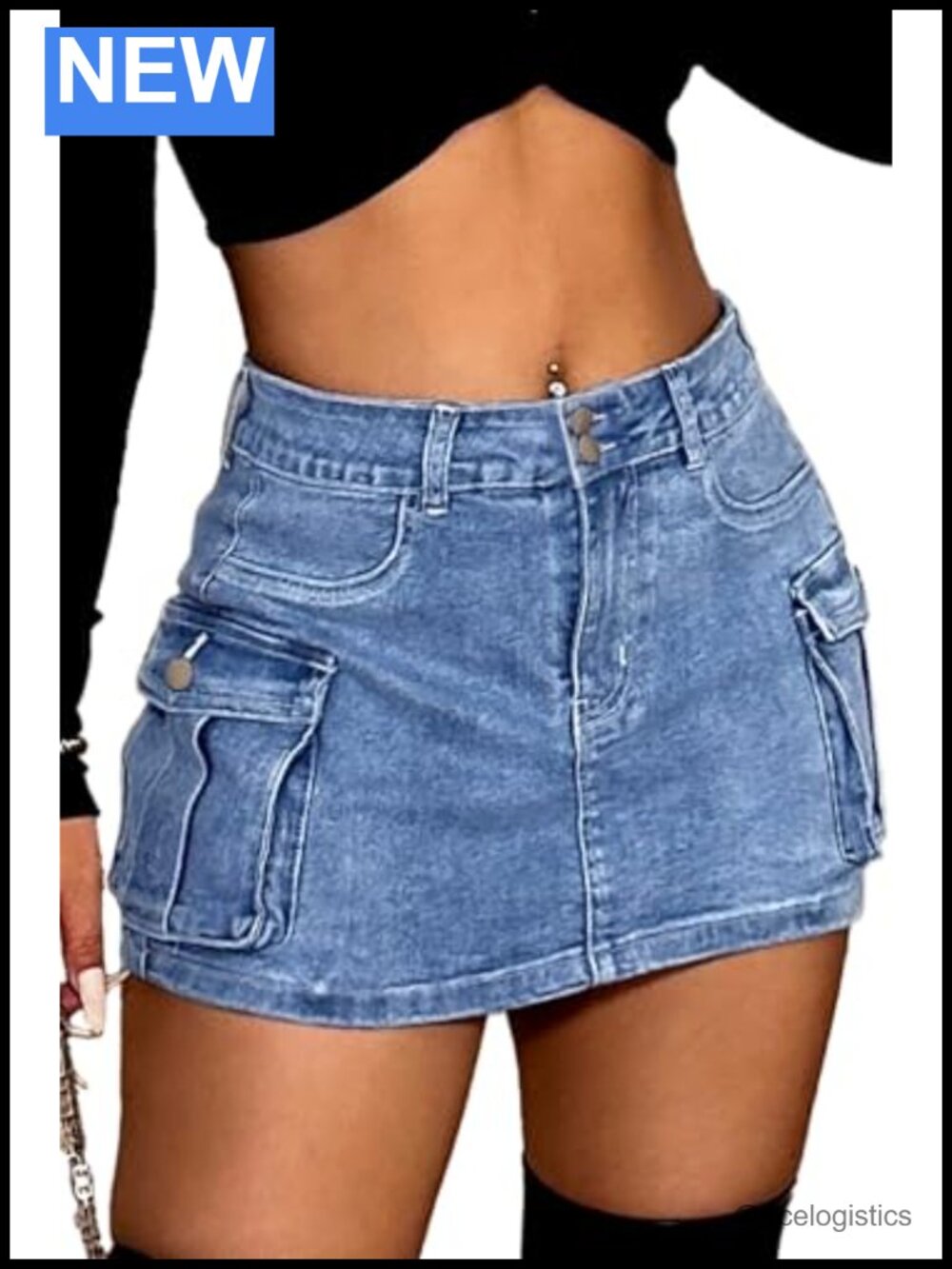 High Stretch Denim Cargo Skort Y2K Low Rise